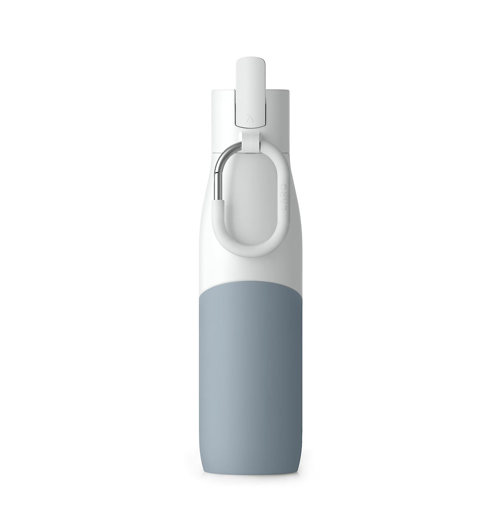 LARQ Bottle Movement Filtered - Lightweight Non-Insulated Stainless Steel Water Bottle BPA Free with Nano Zero technology and long-lasting filters, White/Pebble, 24oz