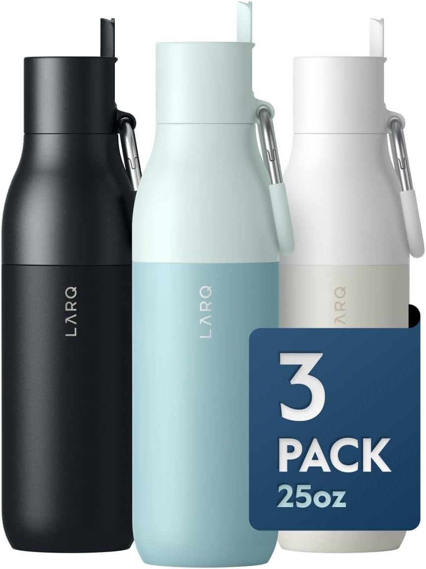 Flippin' Good Gift Set - 3x LARQ Bottles Flip Top 25oz - Insulated Stainless Steel Water Bottles With Straw | Thermos, BPA Free | Keep Drinks Cold for 24 Hour