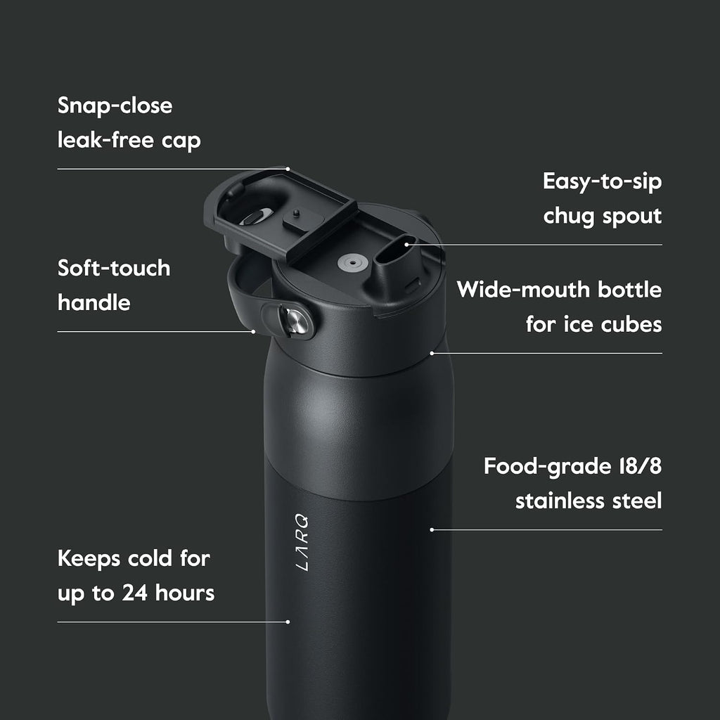 LARQ Summer Swig Set: Bottle Swig Top 23oz Obsidian Black Filter Straw