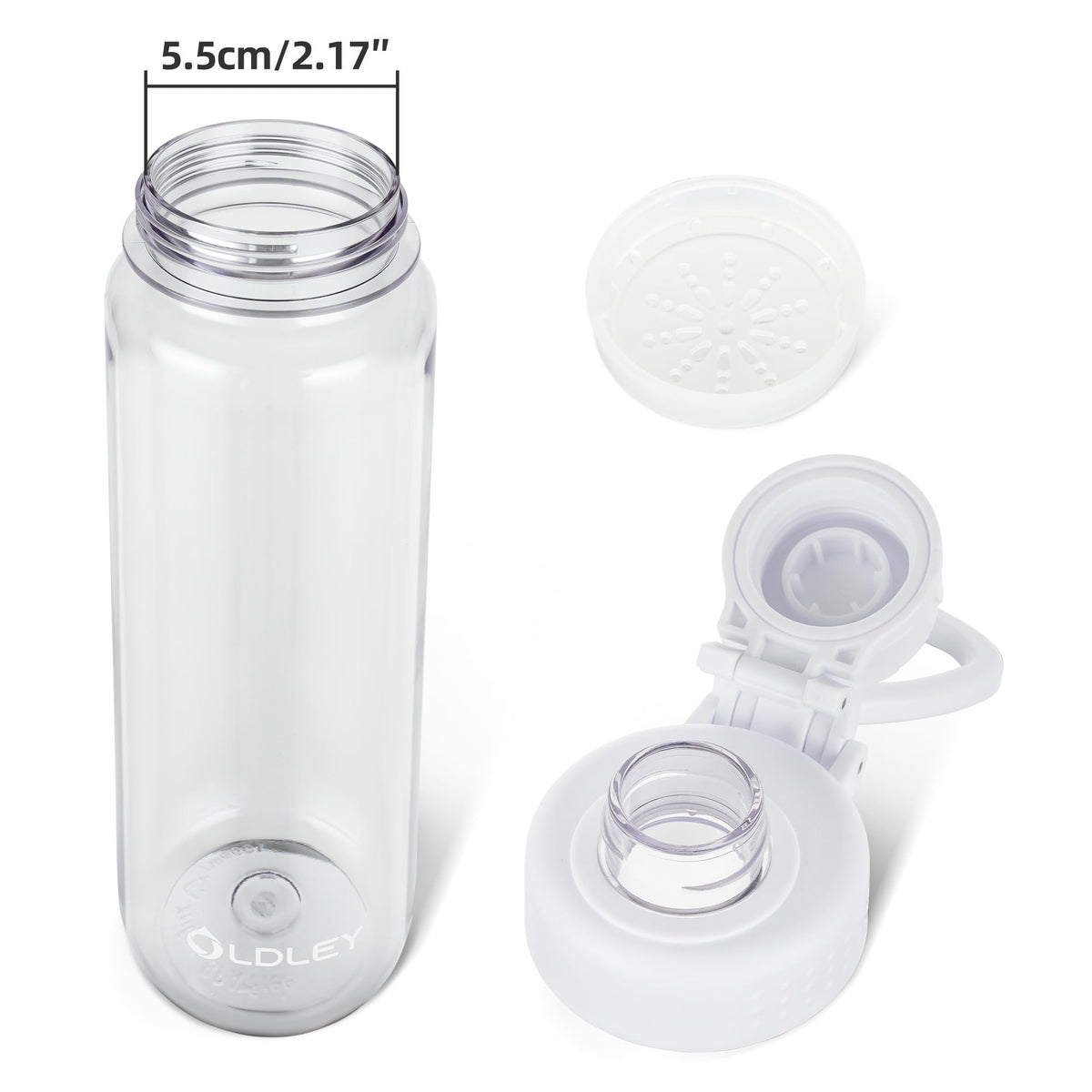 OLDLEY Water Bottles 20oz BPA Free Tritan Water Bottle with Carry Handle and Spout Lid, Leakproof Kids Water Bottle for Home,Travel, School, Outdoors, Transparent