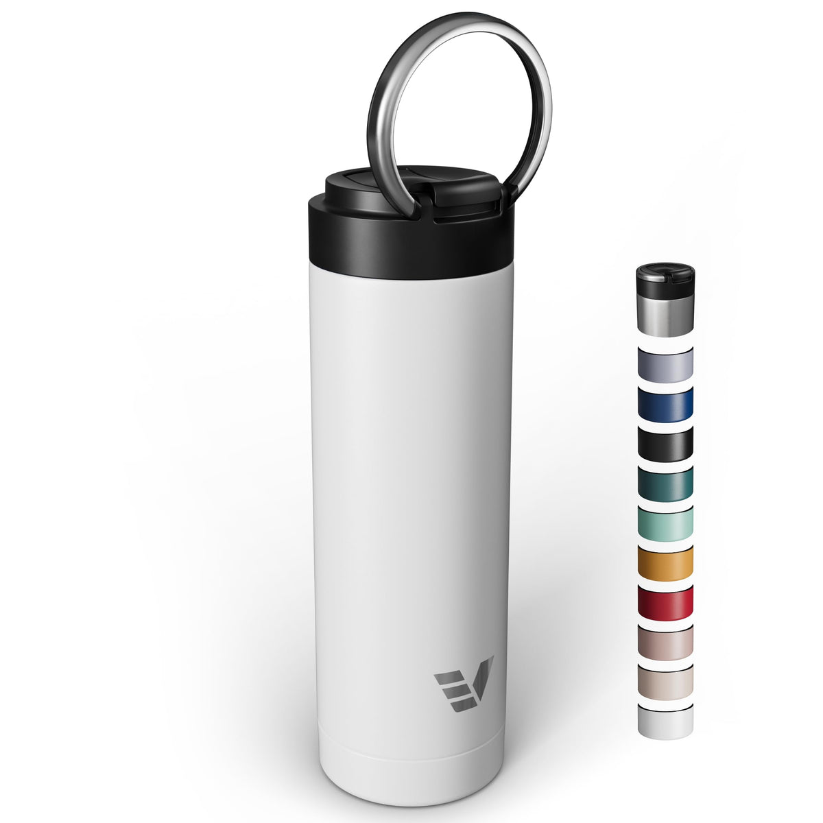 Maxi Stainless Steel Water Bottle 26oz - Double wall vacuum insulated | Integrated carry handle | leak proof flip top lid | Lightweight & stylish - Black