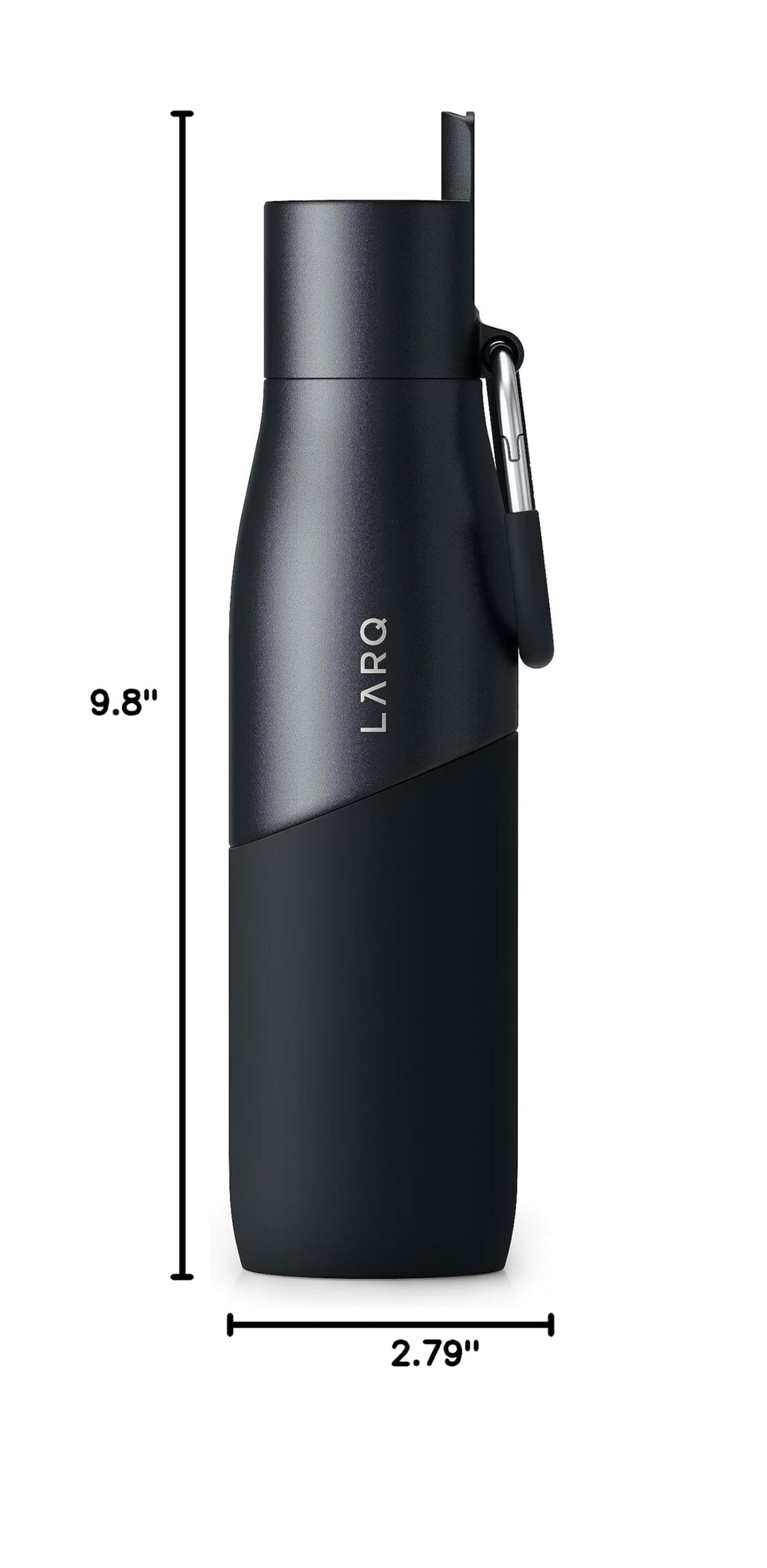 LARQ Bottle Movement Filtered - Lightweight Non-Insulated Stainless Steel Water Bottle BPA Free with Nano Zero technology and long-lasting filters, White/Pebble, 24oz