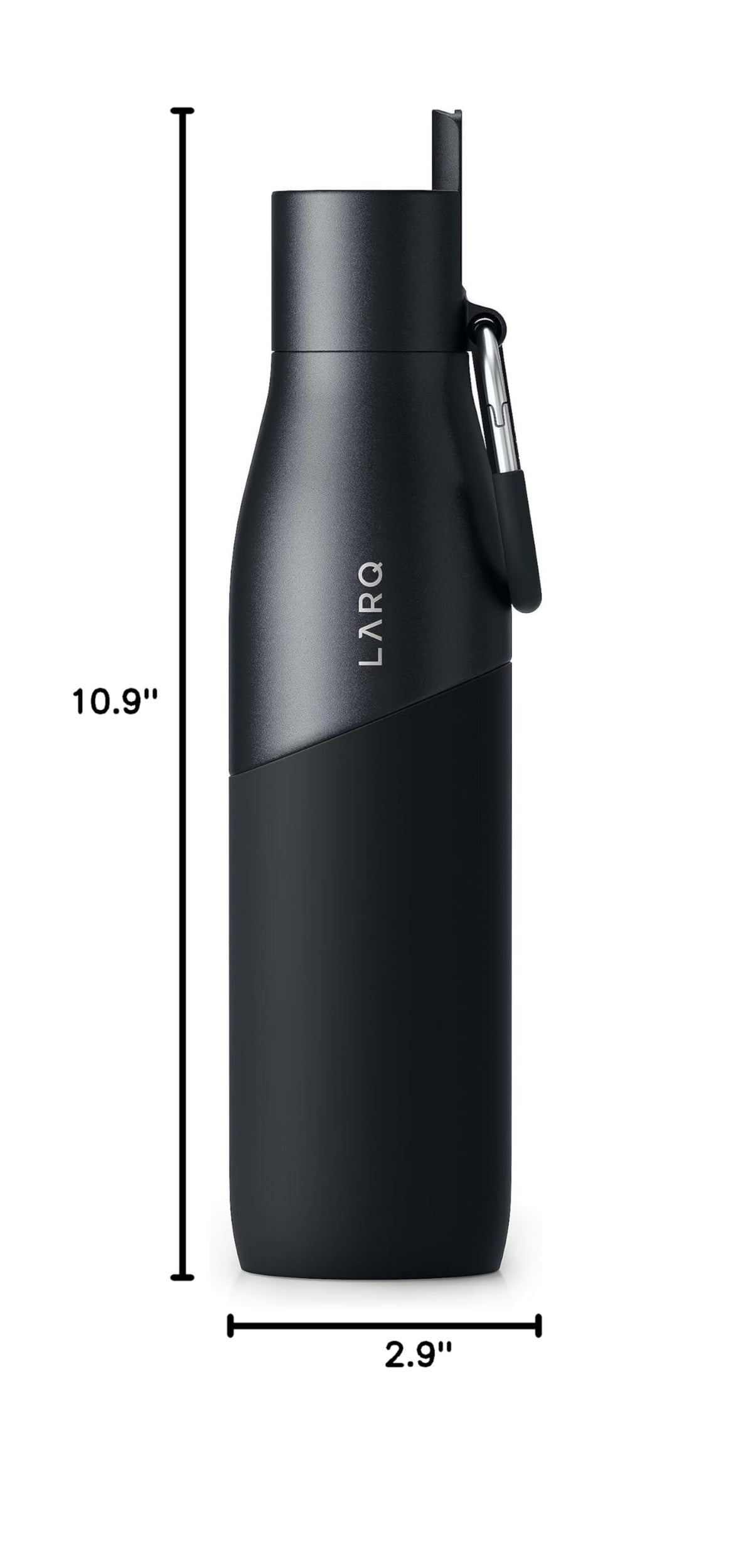 LARQ Bottle Movement Filtered - Lightweight Non-Insulated Stainless Steel Water Bottle BPA Free with Nano Zero technology and long-lasting filters, White/Pebble, 24oz