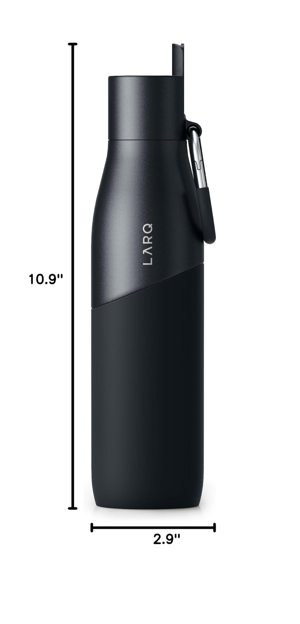 LARQ Bottle Movement Filtered - Lightweight Non-Insulated Stainless Steel Water Bottle BPA Free with Nano Zero technology and long-lasting filters, White/Pebble, 24oz
