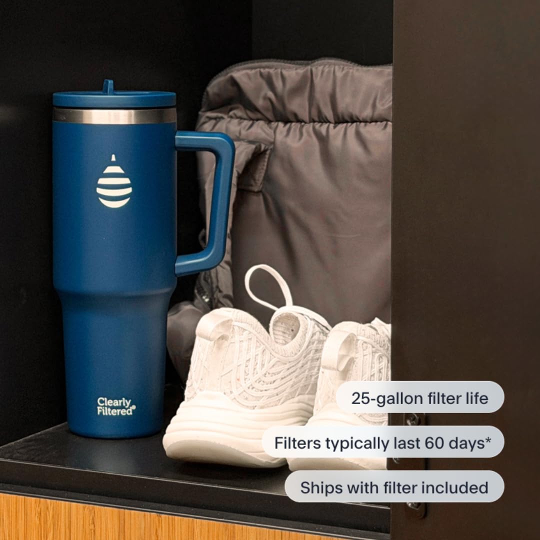 Clearly Filtered Water Bottle | Removes 200+ Contaminants, Double-Wall Insulated Stainless Steel, BPA/BPS Free, Phthalate Free, Filters Flouride Lead Chlorine (40oz, Mint)