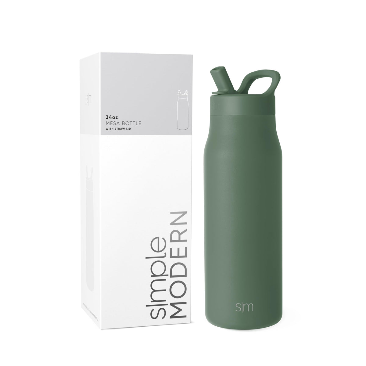Simple Modern Insulated Water Bottle with Manual Straw | 24oz | Black