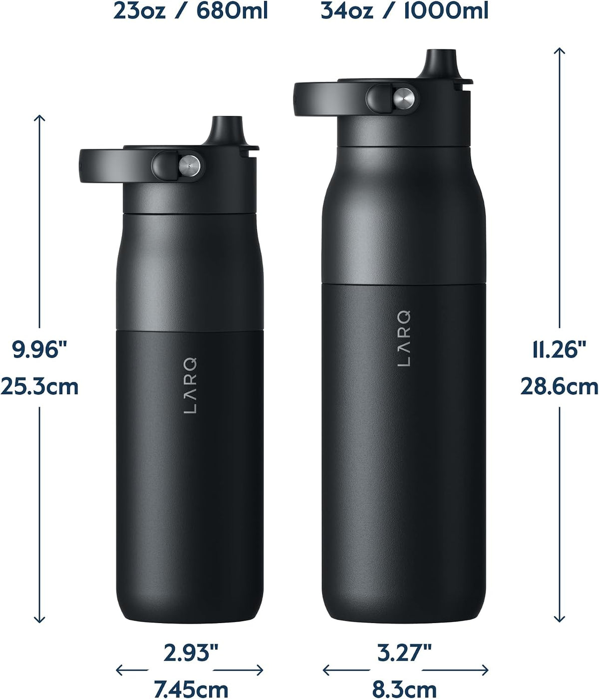 LARQ Summer Swig Set: Bottle Swig Top 23oz Obsidian Black Filter Straw