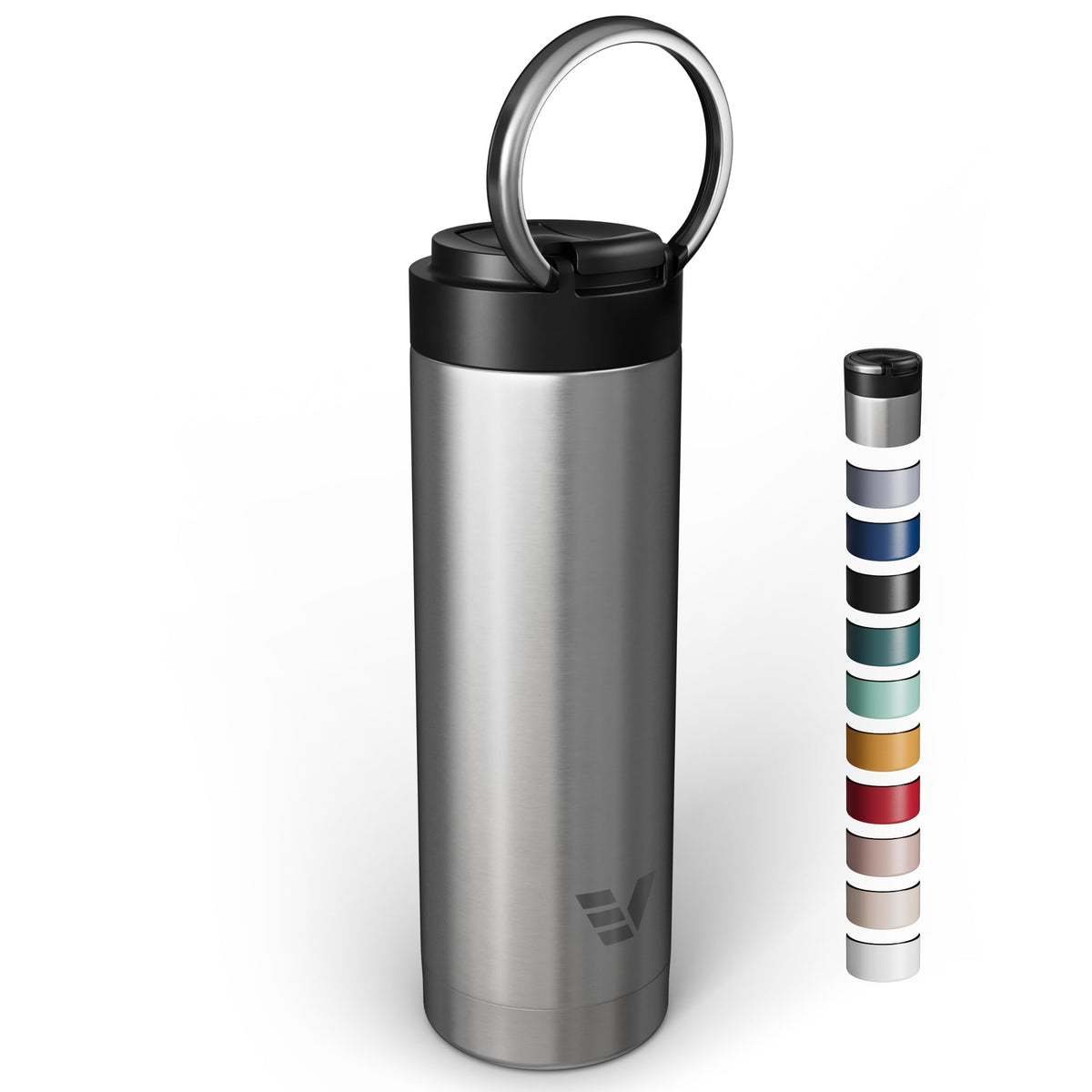 Maxi Stainless Steel Water Bottle 26oz - Double wall vacuum insulated | Integrated carry handle | leak proof flip top lid | Lightweight & stylish - Black