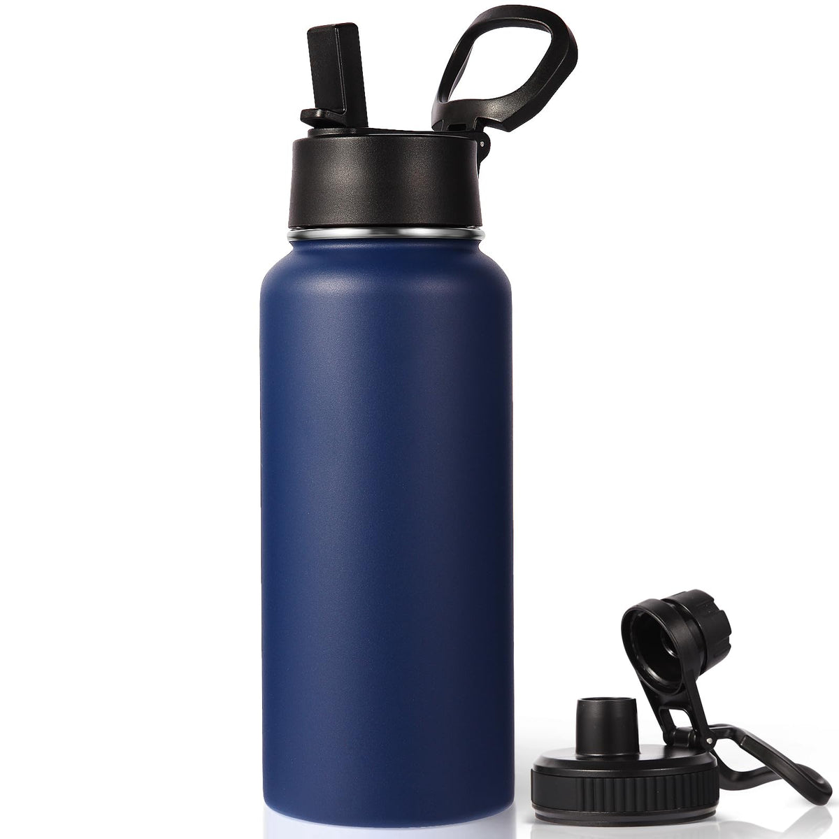 Neihepal 32 oz Insulated Water Bottles Bulk with 2 Lids (Straw & Spout Lid), Stainless Steel Double Wall Water Bottle, Keeps Cold 24H & Hot 12H (Eight Color,8 Pack)