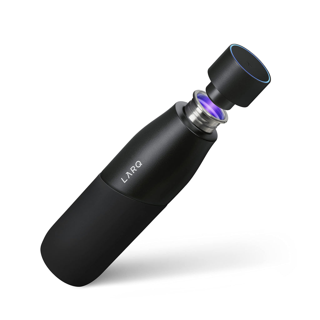 LARQ Bottle Movement PureVis 24 oz- Lightweight Self-Cleaning and Non-Insulated Stainless Steel Water Bottle with UV Water Purifier | Reusable & Travel Friendly, Black/Pine