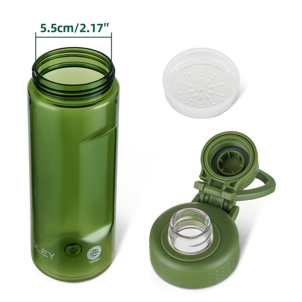 OLDLEY Water Bottles 20oz BPA Free Tritan Water Bottle with Carry Handle and Spout Lid, Leakproof Kids Water Bottle for Home,Travel, School, Outdoors, Transparent