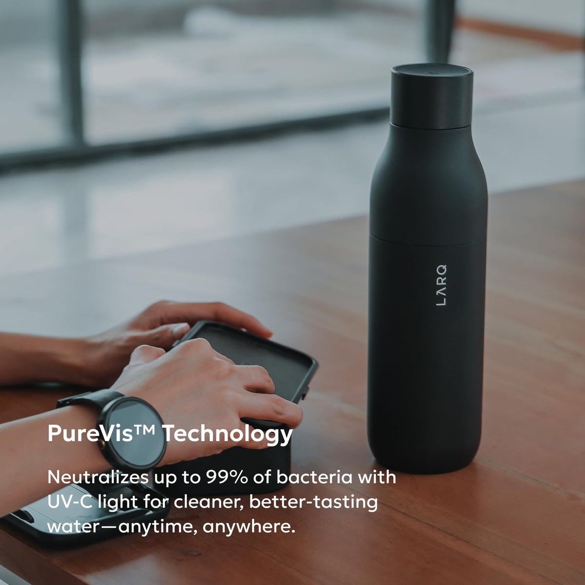 LARQ PureVis Smart Self-Cleaning UV Insulated Stainless Steel Water Bottle