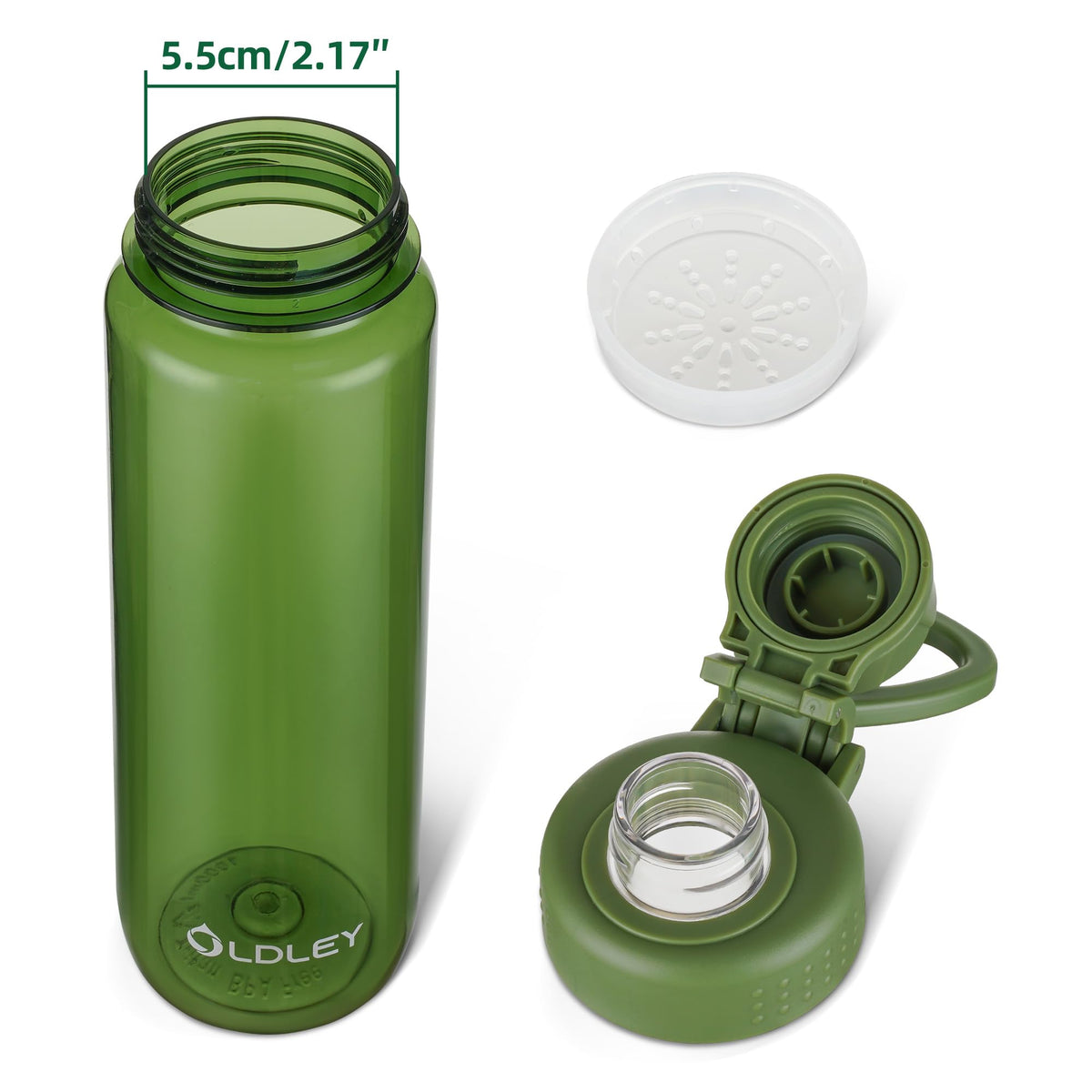 OLDLEY Water Bottles 20oz BPA Free Tritan Water Bottle with Carry Handle and Spout Lid, Leakproof Kids Water Bottle for Home,Travel, School, Outdoors, Transparent