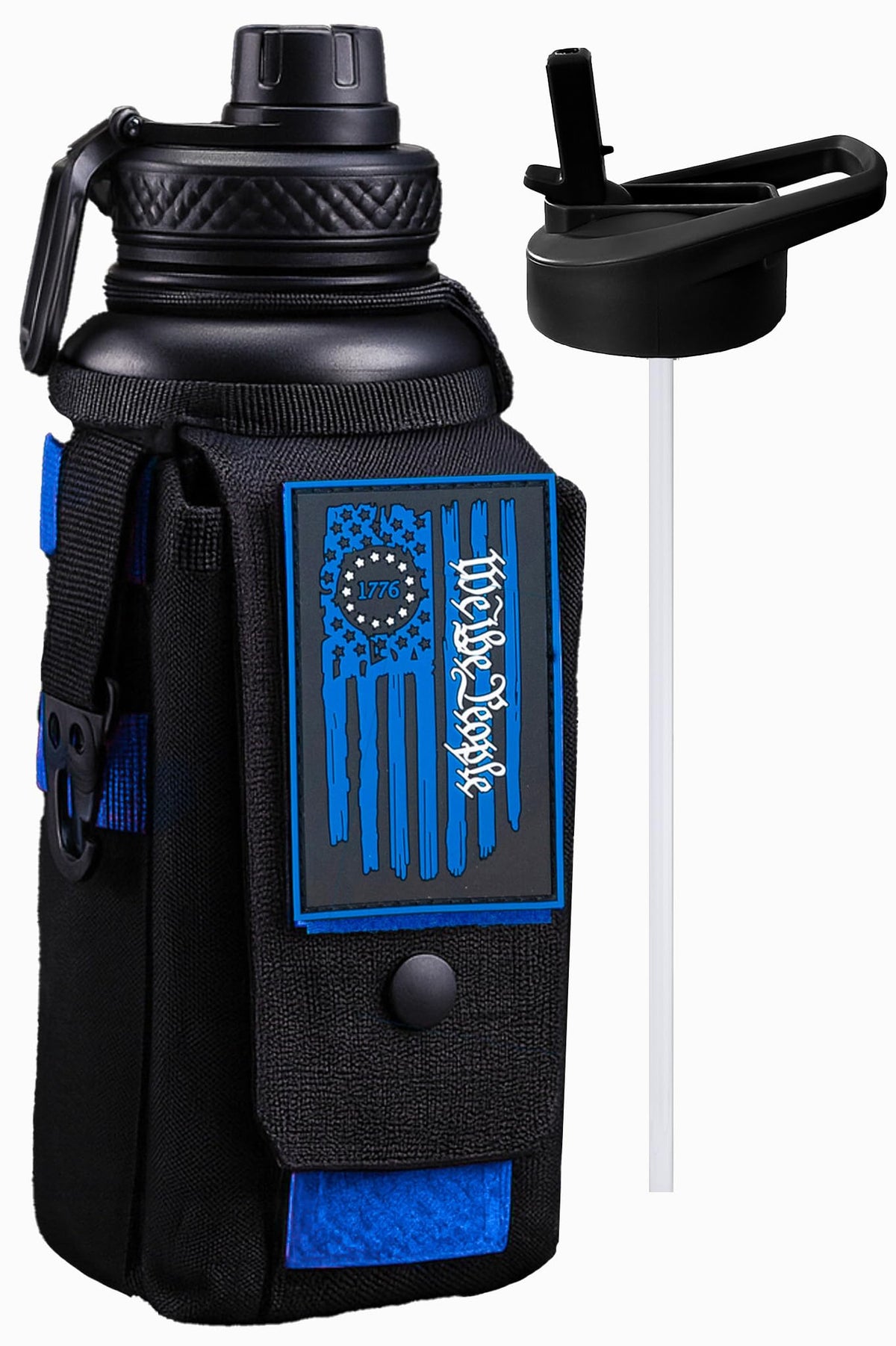 Iron Infidel Battle Bottle - Half Gallon Insulated Stainless Steel Water Jug with Handle - Gym Bottle for Men with Rugged Sleeve (Overland 2 Liter)