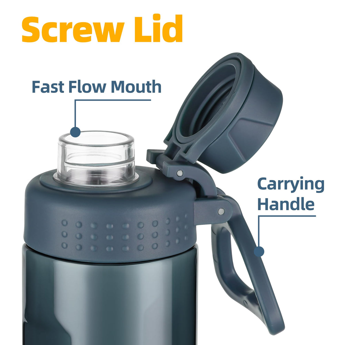 OLDLEY Water Bottles 20oz BPA Free Tritan Water Bottle with Carry Handle and Spout Lid, Leakproof Kids Water Bottle for Home,Travel, School, Outdoors, Transparent