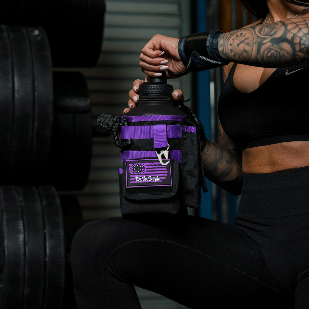 Iron Infidel Battle Bottle - Half Gallon Insulated Stainless Steel Water Jug with Handle - Gym Bottle for Men with Rugged Sleeve (Overland 2 Liter)