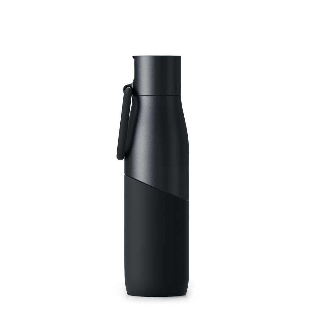 LARQ Bottle Movement Filtered - Lightweight Non-Insulated Stainless Steel Water Bottle BPA Free with Nano Zero technology and long-lasting filters, White/Pebble, 24oz