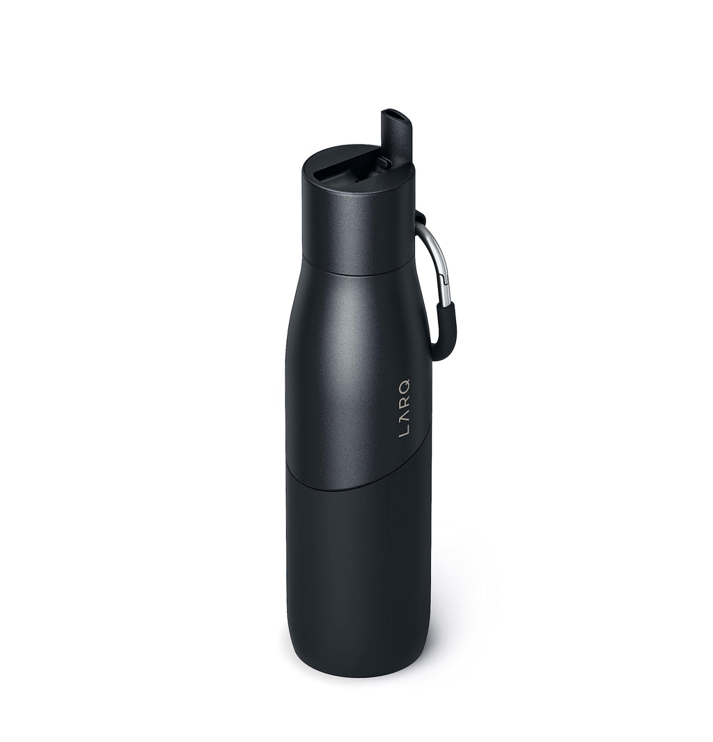 LARQ Bottle Movement Filtered - Lightweight Non-Insulated Stainless Steel Water Bottle BPA Free with Nano Zero technology and long-lasting filters, White/Pebble, 24oz