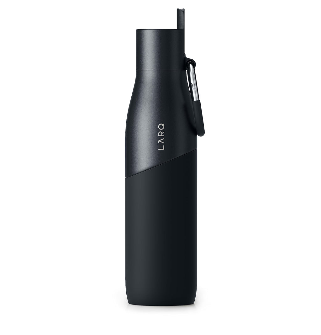 LARQ Bottle Movement Filtered - Lightweight Non-Insulated Stainless Steel Water Bottle BPA Free with Nano Zero technology and long-lasting filters, White/Pebble, 24oz
