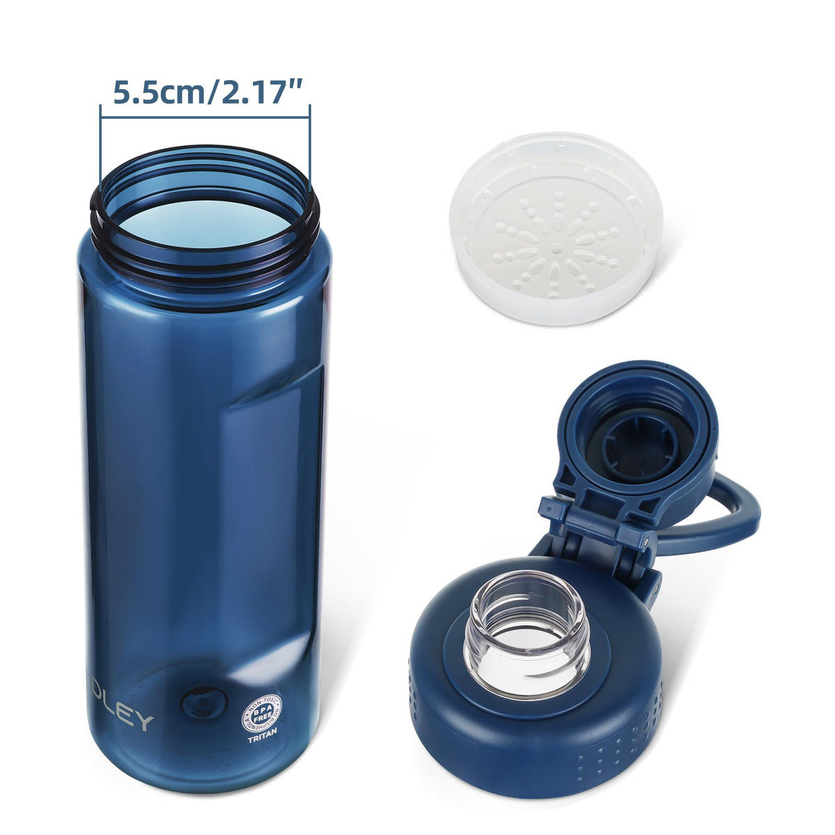 OLDLEY Water Bottles 20oz BPA Free Tritan Water Bottle with Carry Handle and Spout Lid, Leakproof Kids Water Bottle for Home,Travel, School, Outdoors, Transparent