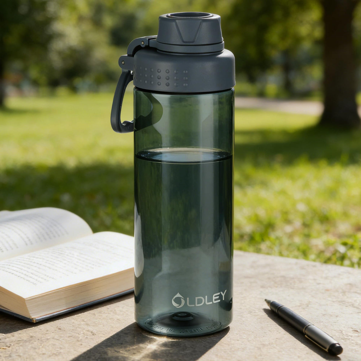 OLDLEY Water Bottles 20oz BPA Free Tritan Water Bottle with Carry Handle and Spout Lid, Leakproof Kids Water Bottle for Home,Travel, School, Outdoors, Transparent