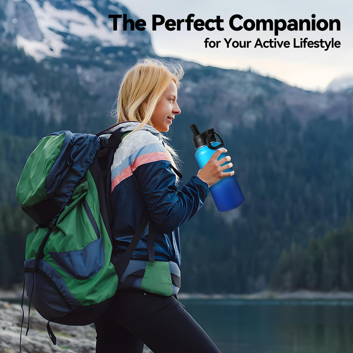 Neihepal 32 oz Insulated Water Bottles Bulk with 2 Lids (Straw & Spout Lid), Stainless Steel Double Wall Water Bottle, Keeps Cold 24H & Hot 12H (Eight Color,8 Pack)