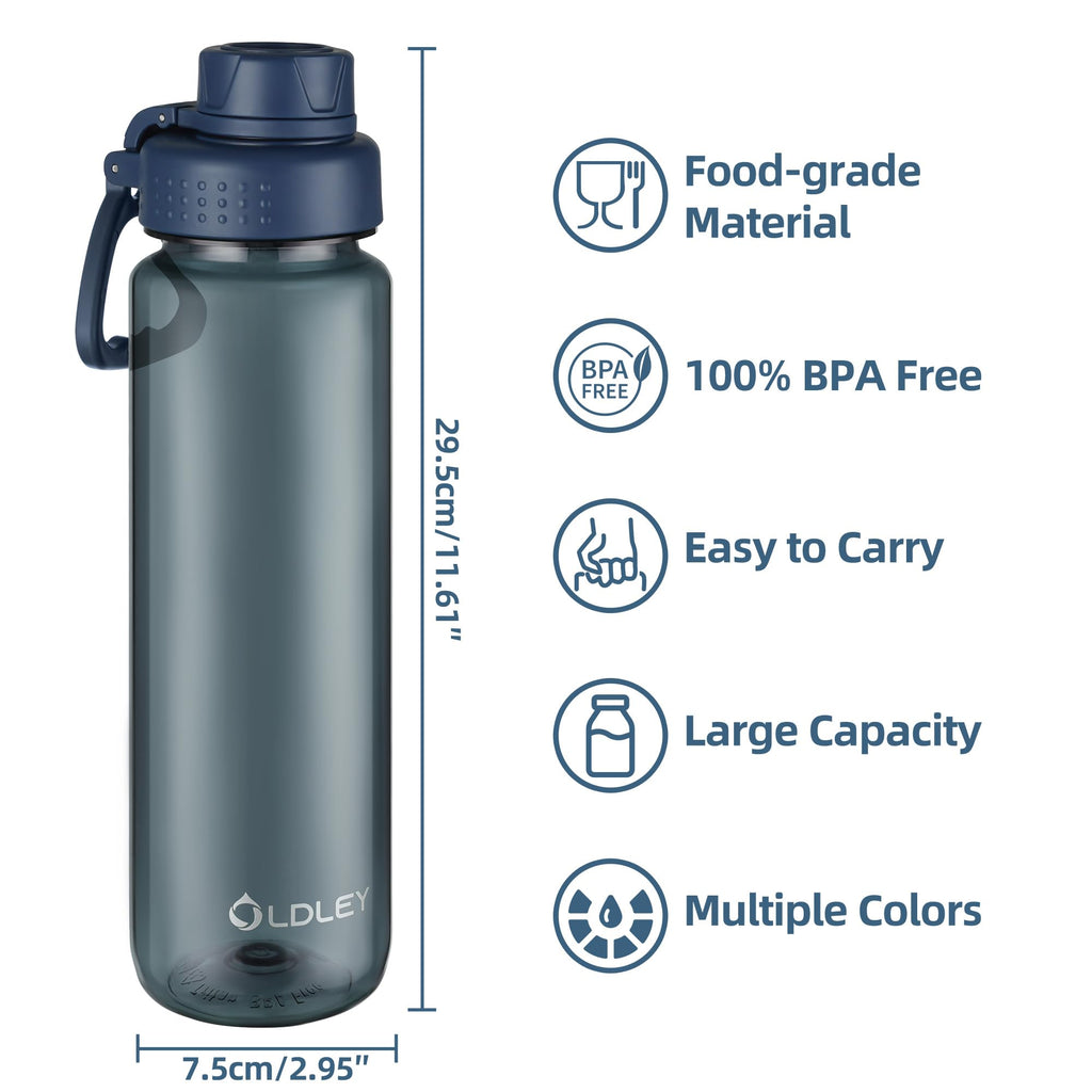 OLDLEY Water Bottles 20oz BPA Free Tritan Water Bottle with Carry Handle and Spout Lid, Leakproof Kids Water Bottle for Home,Travel, School, Outdoors, Transparent