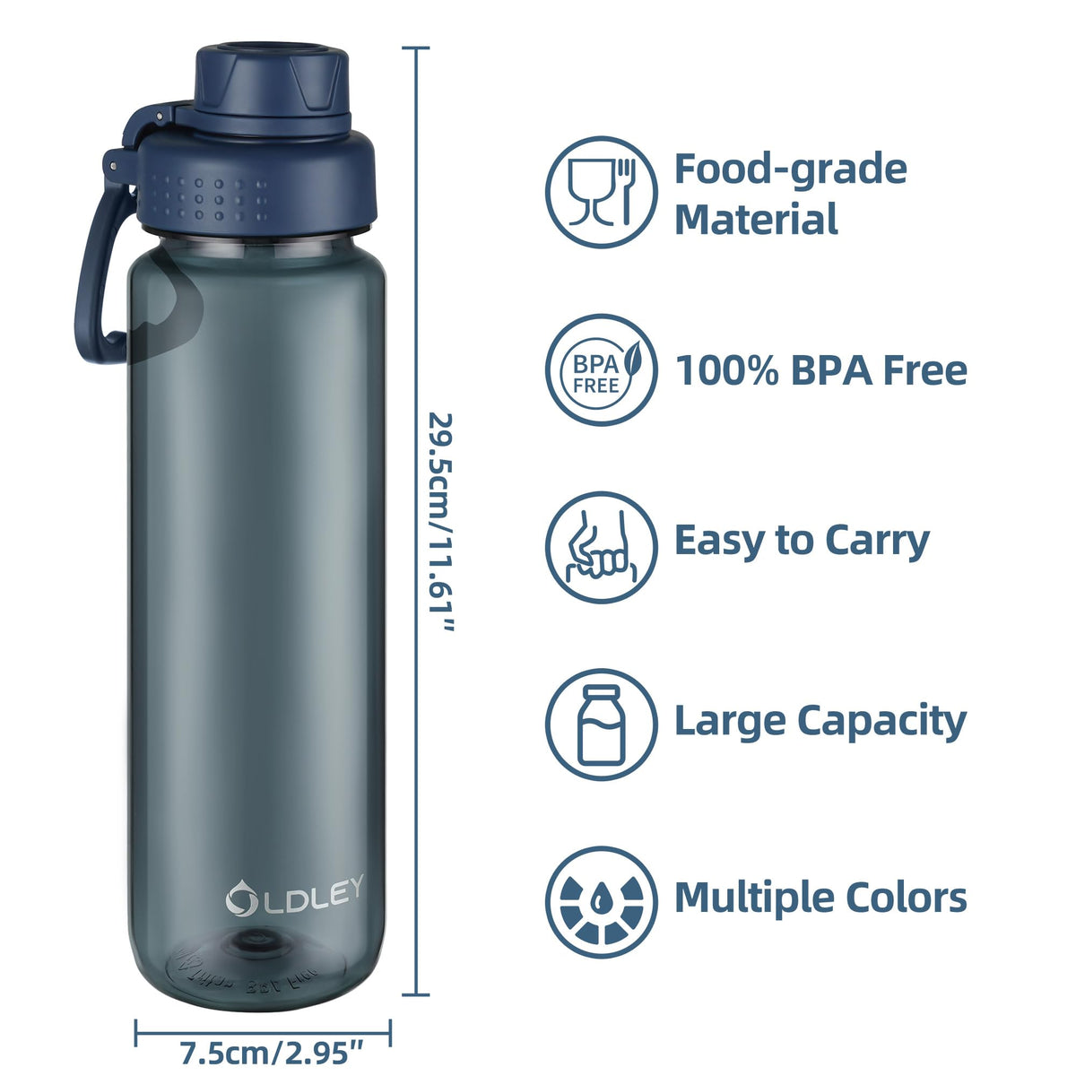 OLDLEY Water Bottles 20oz BPA Free Tritan Water Bottle with Carry Handle and Spout Lid, Leakproof Kids Water Bottle for Home,Travel, School, Outdoors, Transparent