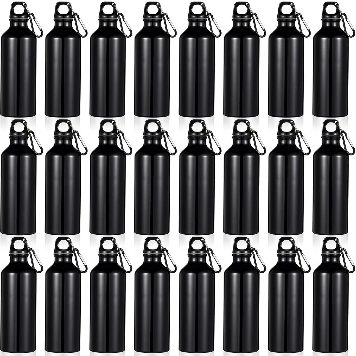 24 Pcs Aluminum Water Bottle 17oz Aluminum Reusable Bottles with Clips Sports Lightweight Water Multipack Easy Carry Leakproof Travel for Gym Hiking Cycling Sports Outdoor(Assorted Color)