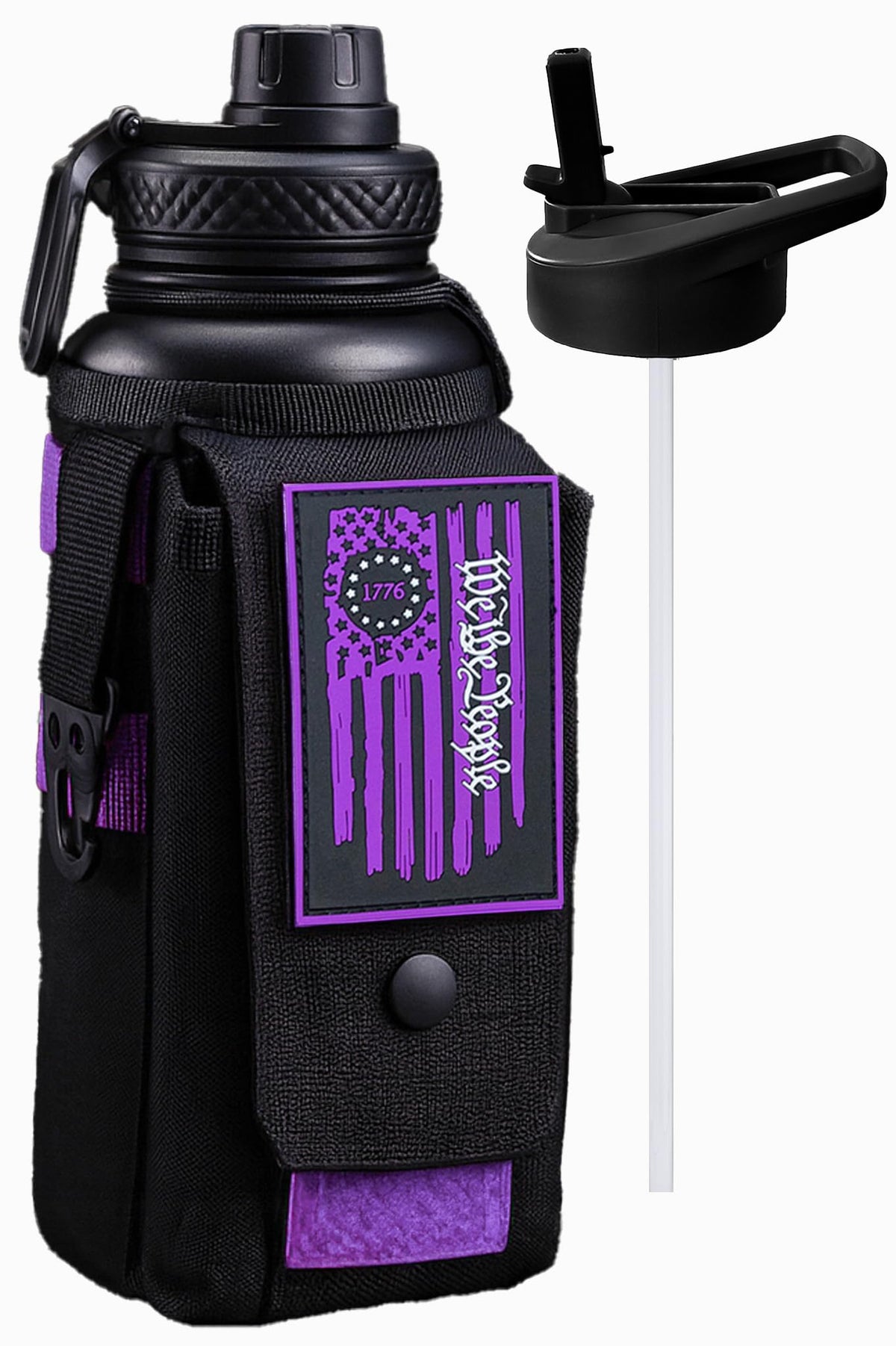 Iron Infidel Battle Bottle - Half Gallon Insulated Stainless Steel Water Jug with Handle - Gym Bottle for Men with Rugged Sleeve (Overland 2 Liter)