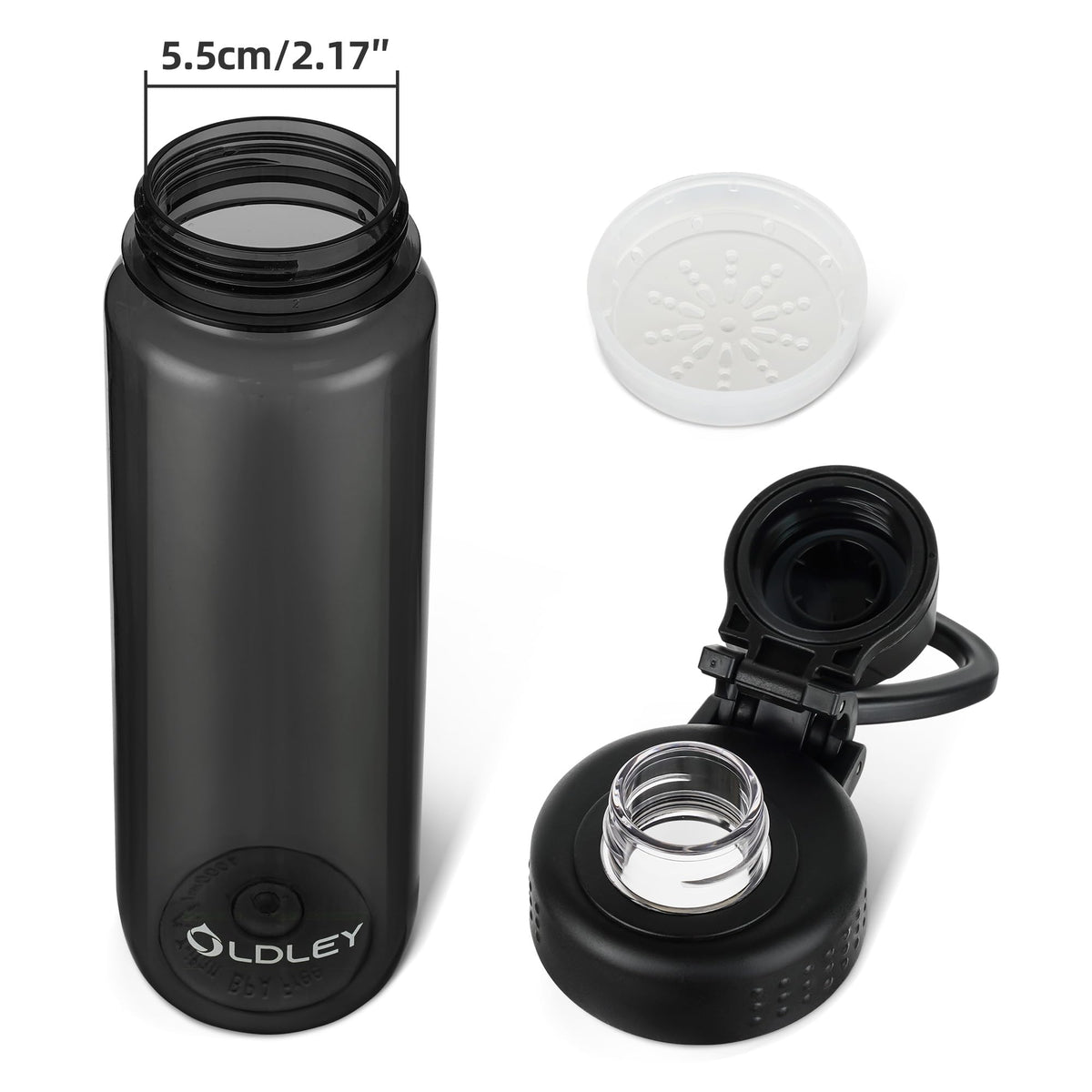 OLDLEY Water Bottles 20oz BPA Free Tritan Water Bottle with Carry Handle and Spout Lid, Leakproof Kids Water Bottle for Home,Travel, School, Outdoors, Transparent
