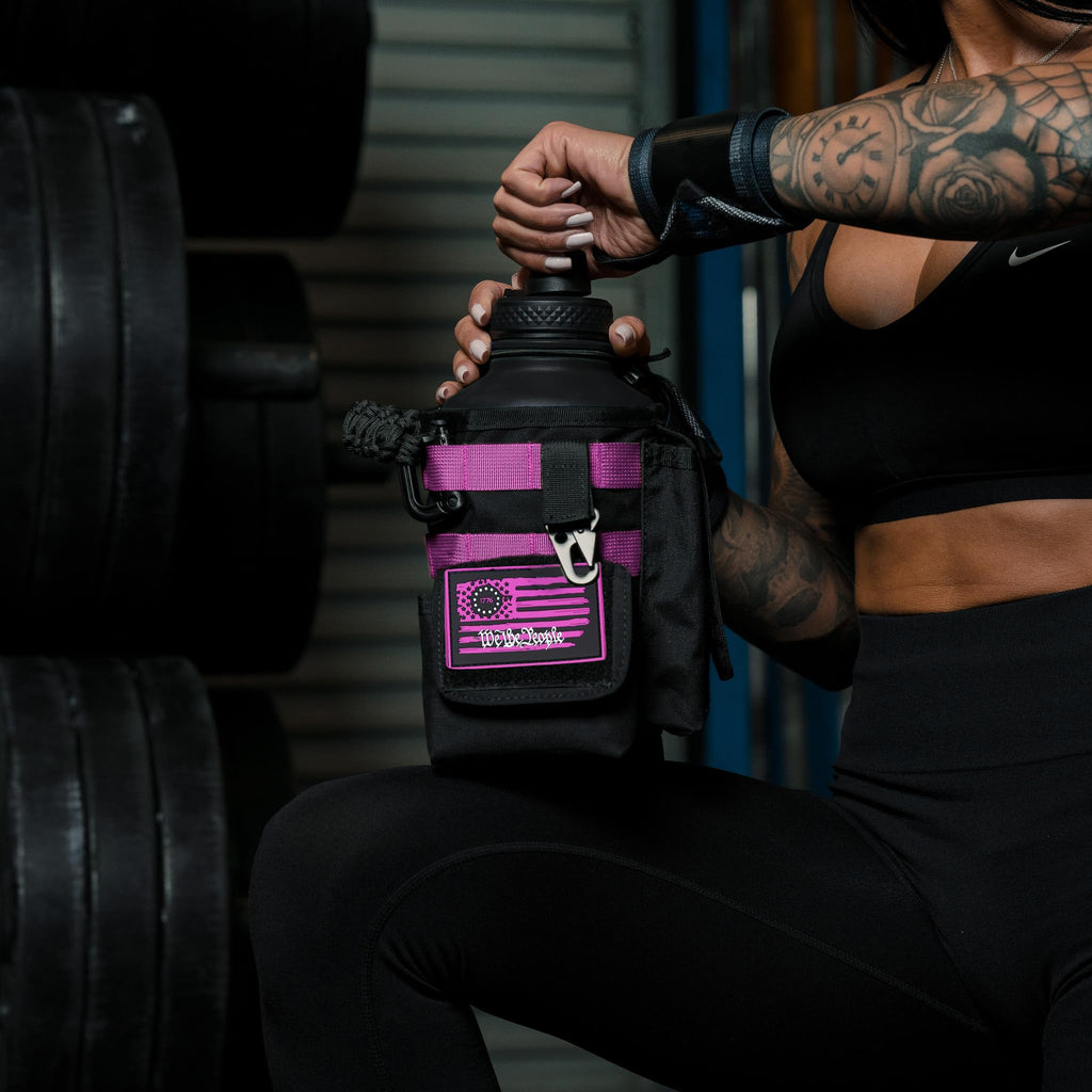Iron Infidel Battle Bottle - Half Gallon Insulated Stainless Steel Water Jug with Handle - Gym Bottle for Men with Rugged Sleeve (Overland 2 Liter)