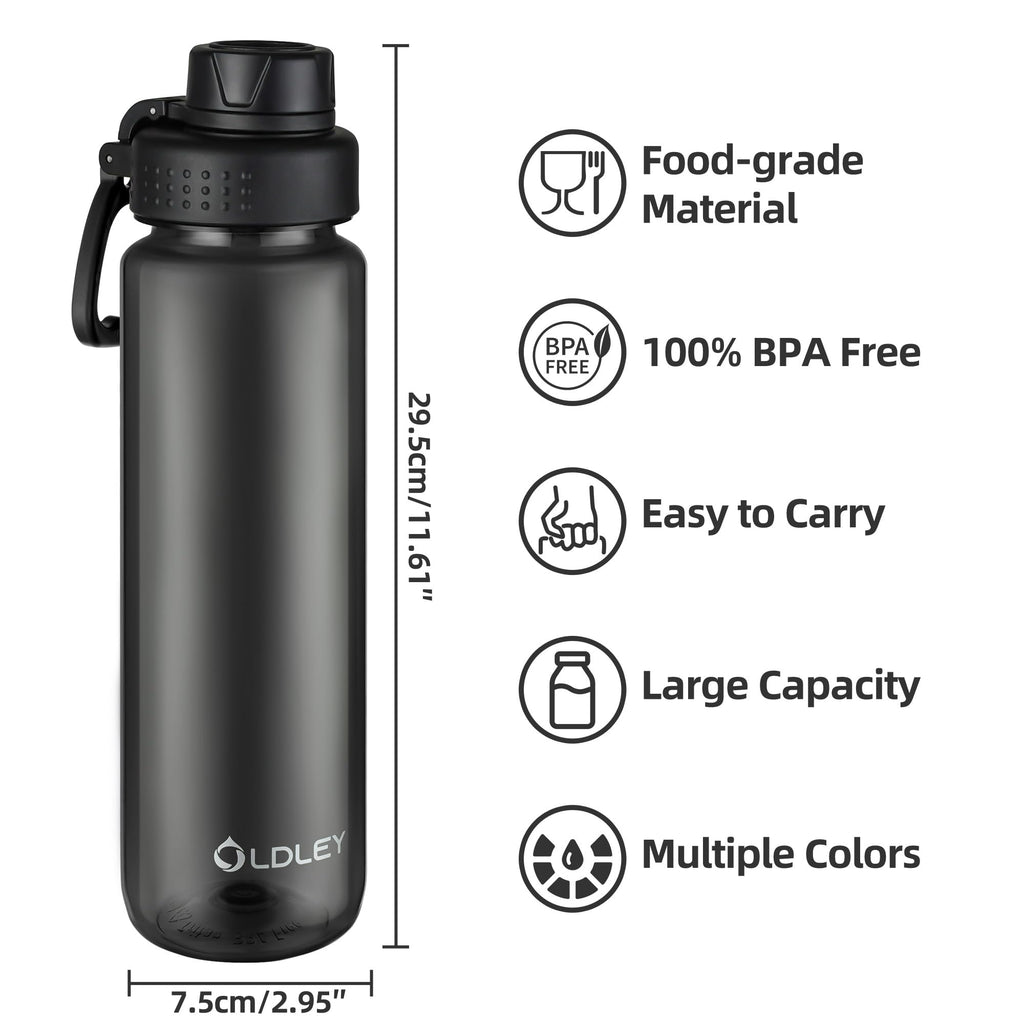 OLDLEY Water Bottles 20oz BPA Free Tritan Water Bottle with Carry Handle and Spout Lid, Leakproof Kids Water Bottle for Home,Travel, School, Outdoors, Transparent