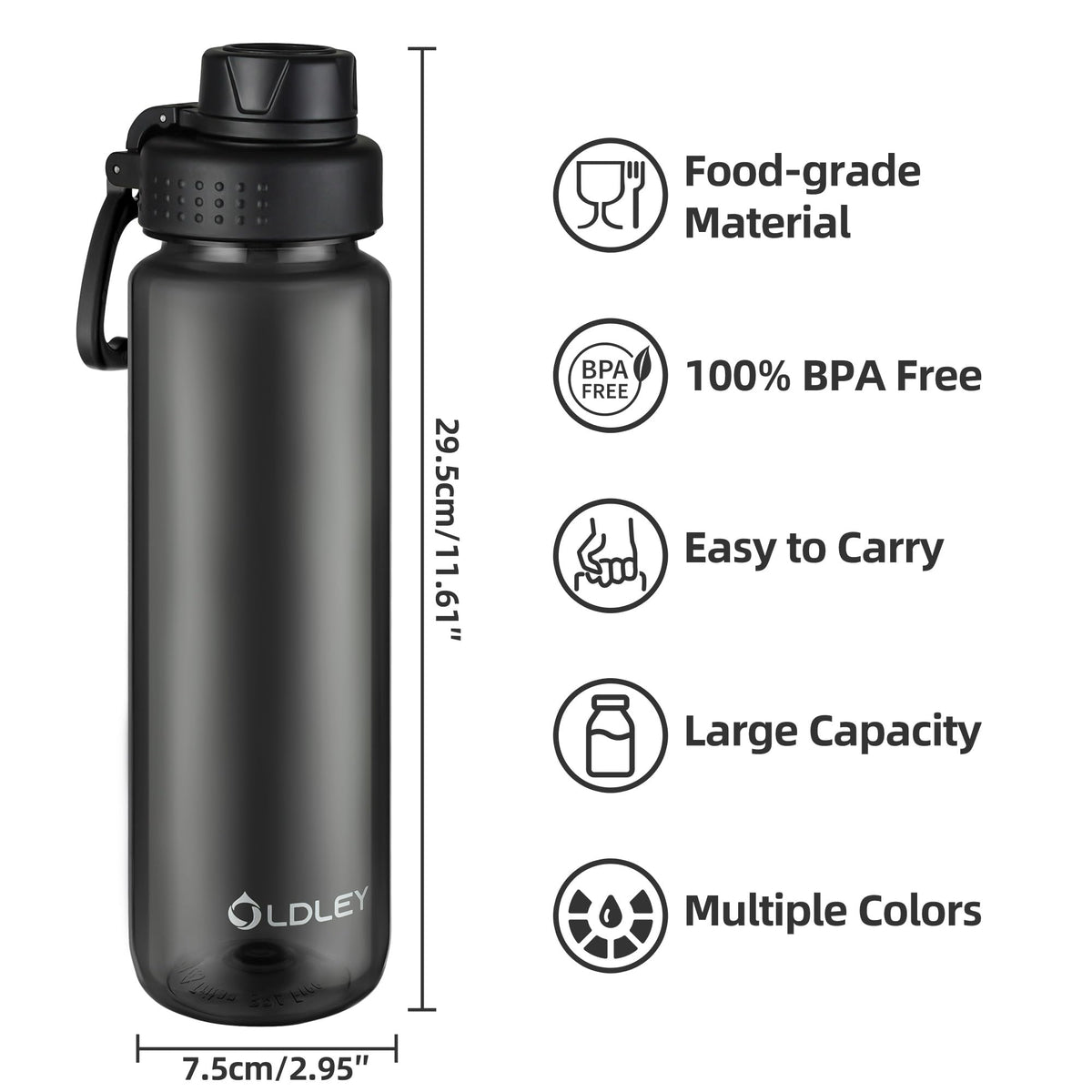 OLDLEY Water Bottles 20oz BPA Free Tritan Water Bottle with Carry Handle and Spout Lid, Leakproof Kids Water Bottle for Home,Travel, School, Outdoors, Transparent