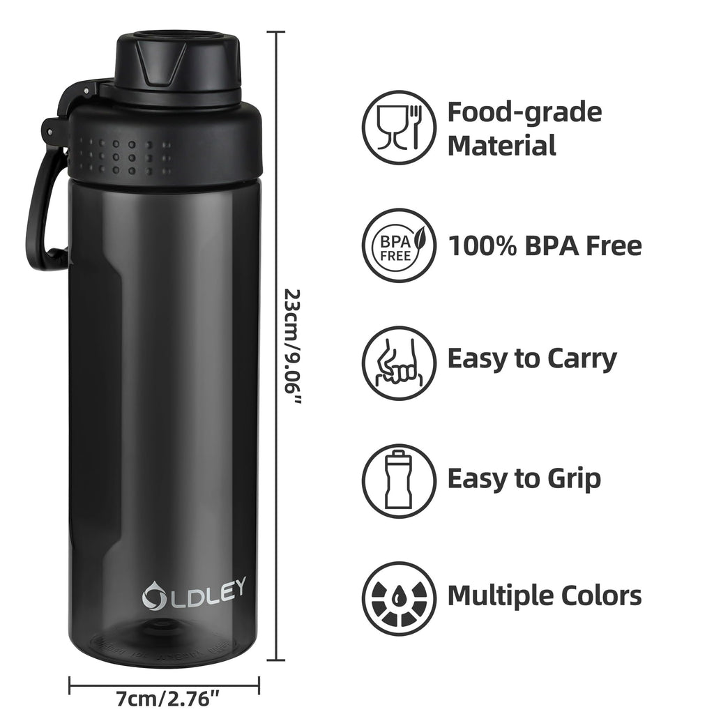 OLDLEY Water Bottles 20oz BPA Free Tritan Water Bottle with Carry Handle and Spout Lid, Leakproof Kids Water Bottle for Home,Travel, School, Outdoors, Transparent