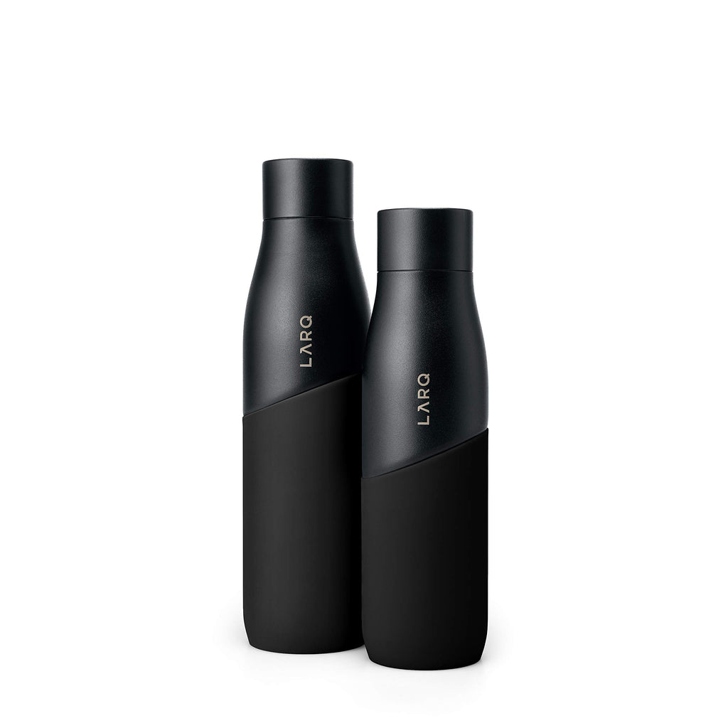 LARQ Bottle Movement PureVis 24 oz- Lightweight Self-Cleaning and Non-Insulated Stainless Steel Water Bottle with UV Water Purifier | Reusable & Travel Friendly, Black/Pine