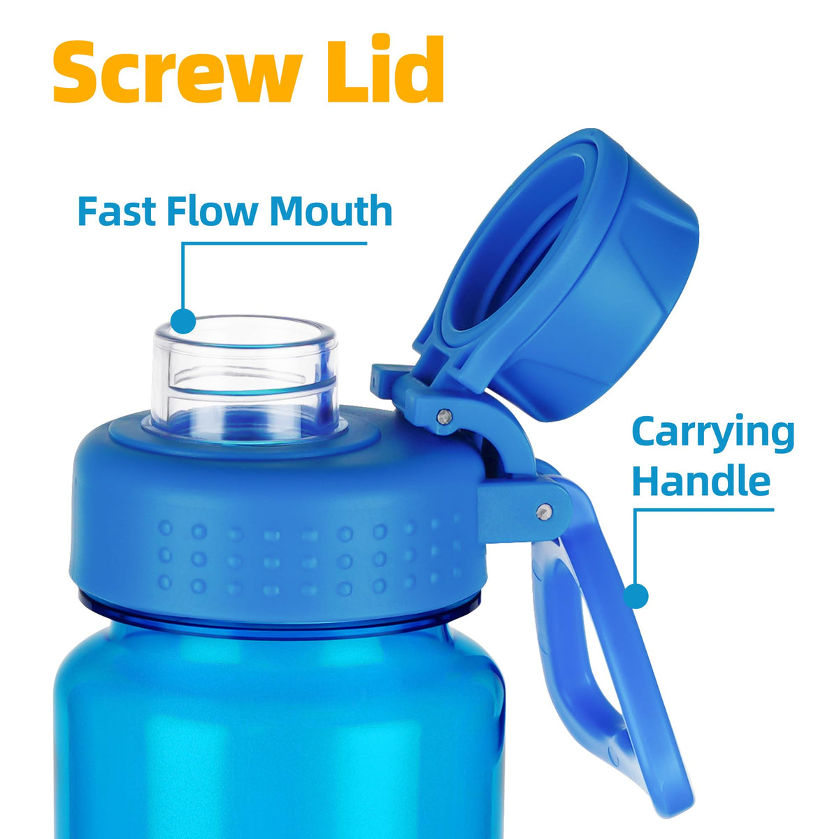 OLDLEY Water Bottles 20oz BPA Free Tritan Water Bottle with Carry Handle and Spout Lid, Leakproof Kids Water Bottle for Home,Travel, School, Outdoors, Transparent