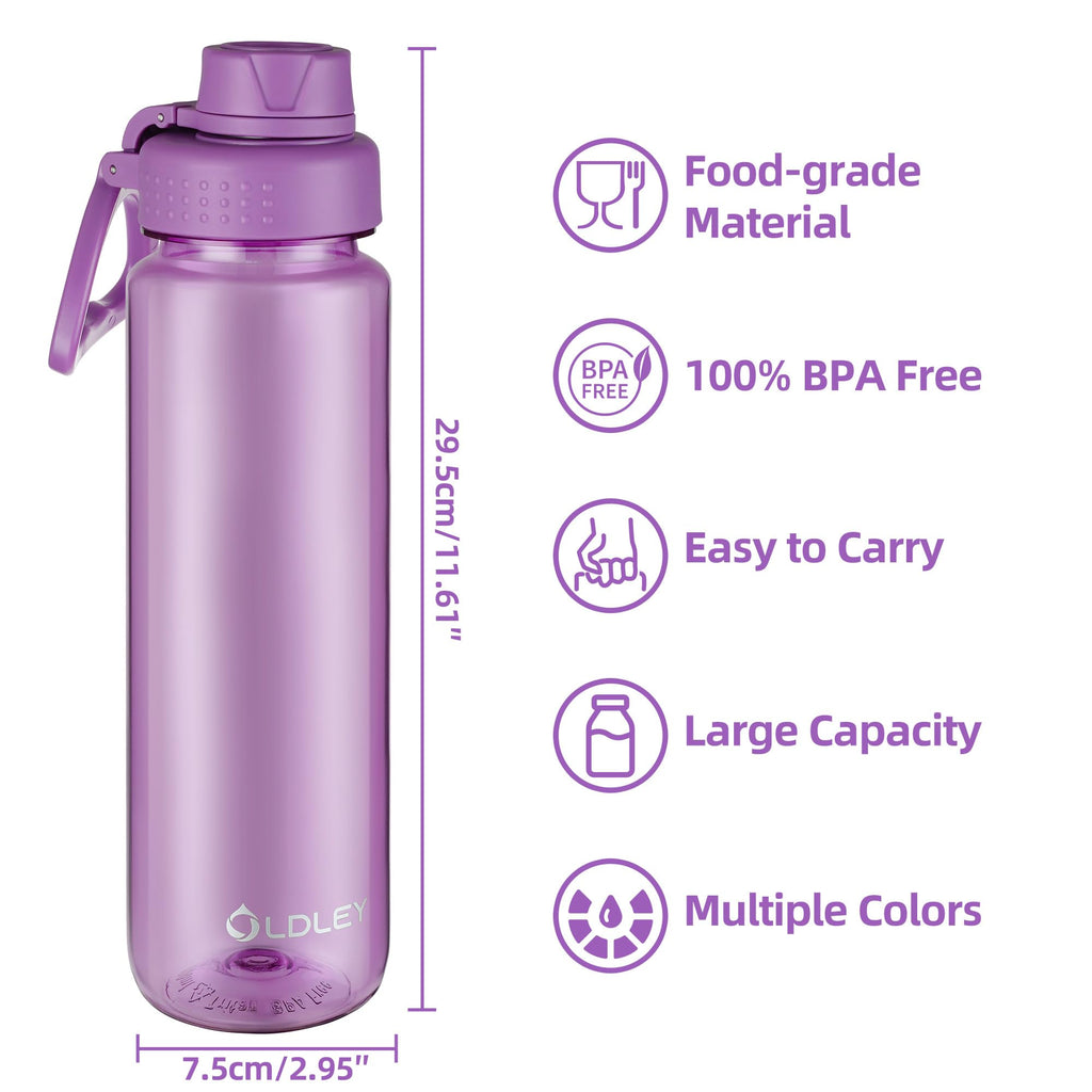 OLDLEY Water Bottles 20oz BPA Free Tritan Water Bottle with Carry Handle and Spout Lid, Leakproof Kids Water Bottle for Home,Travel, School, Outdoors, Transparent