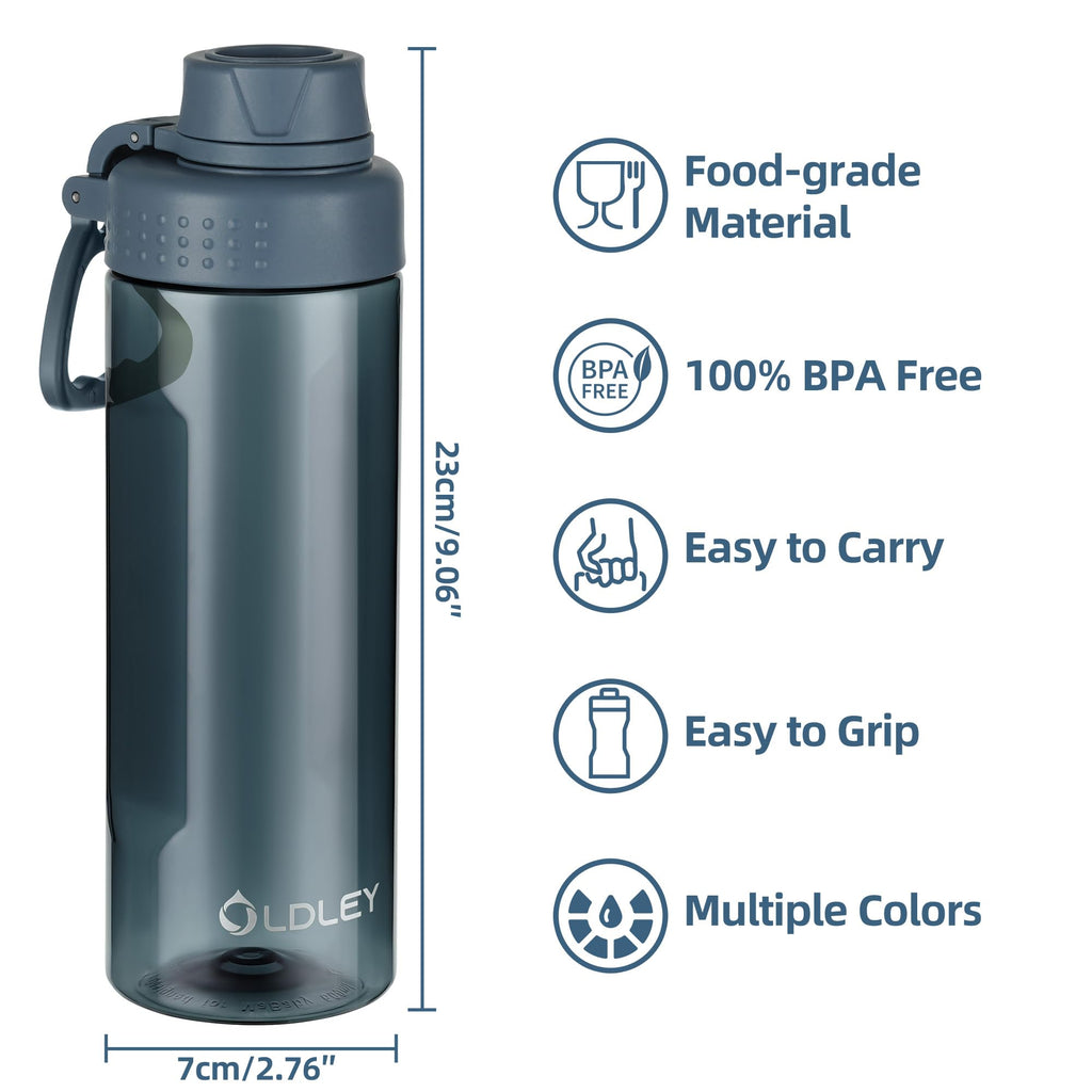 OLDLEY Water Bottles 20oz BPA Free Tritan Water Bottle with Carry Handle and Spout Lid, Leakproof Kids Water Bottle for Home,Travel, School, Outdoors, Transparent
