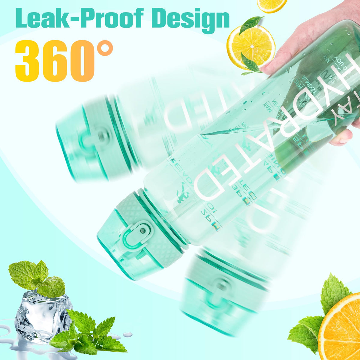 GOPPUS 32oz Clear Motivational Water Bottle with Straw & Time Marker, BPA Free Tritan Leakproof Sports Bottle, Wide Mouth Reusable Bottle for Gym, Hiking, Travel, School & Office（Clear）