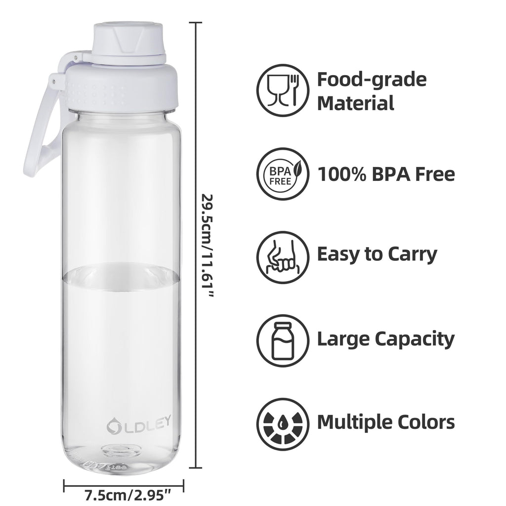 OLDLEY Water Bottles 20oz BPA Free Tritan Water Bottle with Carry Handle and Spout Lid, Leakproof Kids Water Bottle for Home,Travel, School, Outdoors, Transparent