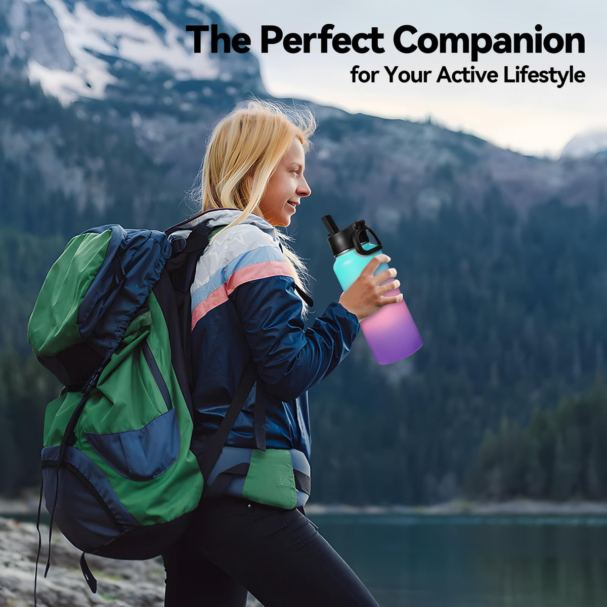 Neihepal 32 oz Insulated Water Bottles Bulk with 2 Lids (Straw & Spout Lid), Stainless Steel Double Wall Water Bottle, Keeps Cold 24H & Hot 12H (Eight Color,8 Pack)