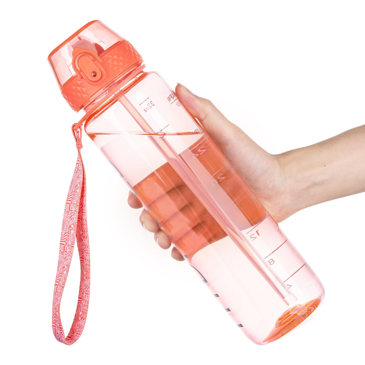GOPPUS 32oz Clear Motivational Water Bottle with Straw & Time Marker, BPA Free Tritan Leakproof Sports Bottle, Wide Mouth Reusable Bottle for Gym, Hiking, Travel, School & Office（Clear）