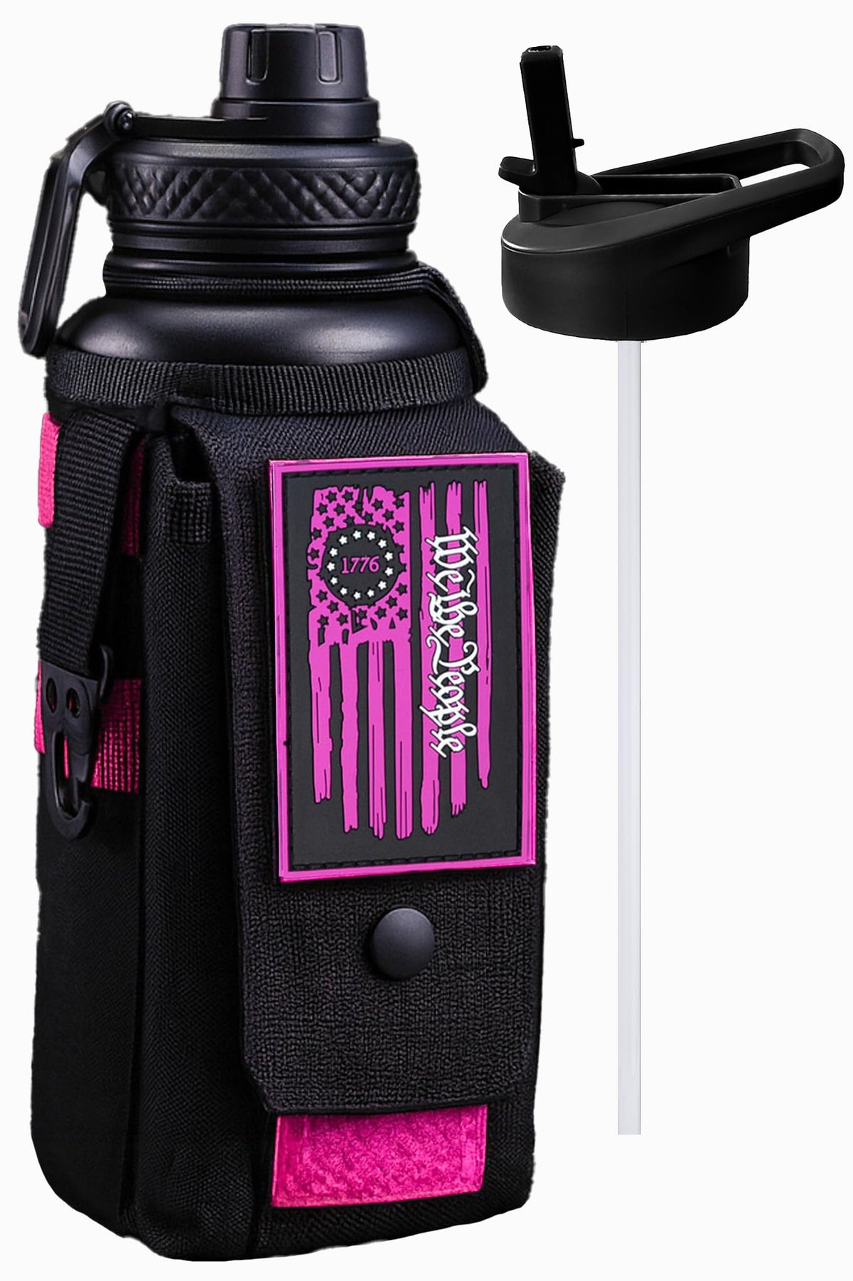 Iron Infidel Battle Bottle - Half Gallon Insulated Stainless Steel Water Jug with Handle - Gym Bottle for Men with Rugged Sleeve (Overland 2 Liter)
