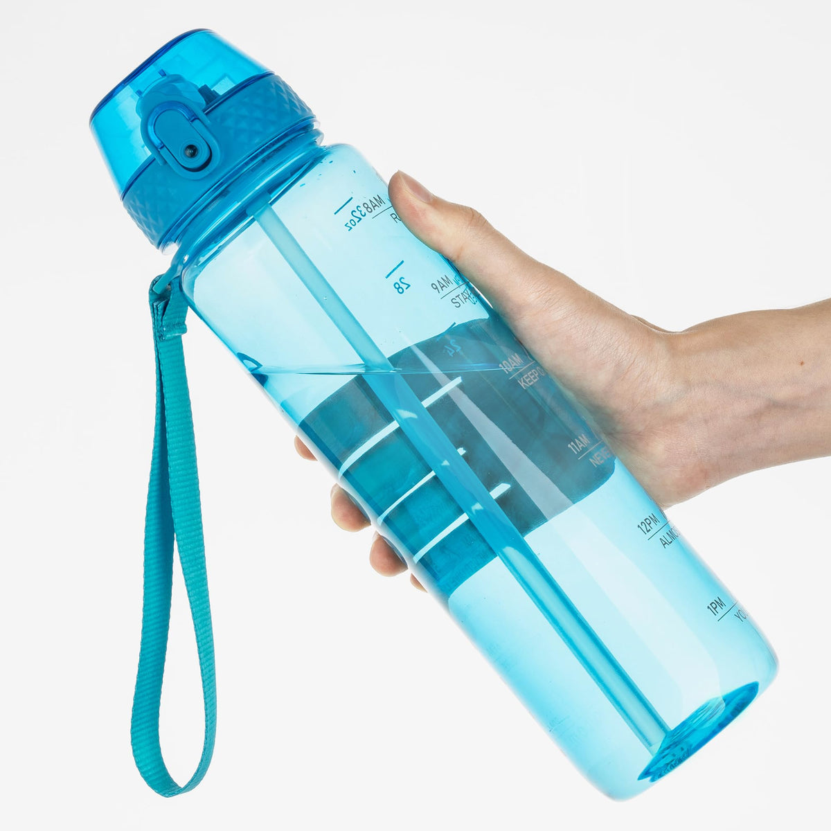 GOPPUS 32oz Clear Motivational Water Bottle with Straw & Time Marker, BPA Free Tritan Leakproof Sports Bottle, Wide Mouth Reusable Bottle for Gym, Hiking, Travel, School & Office（Clear）
