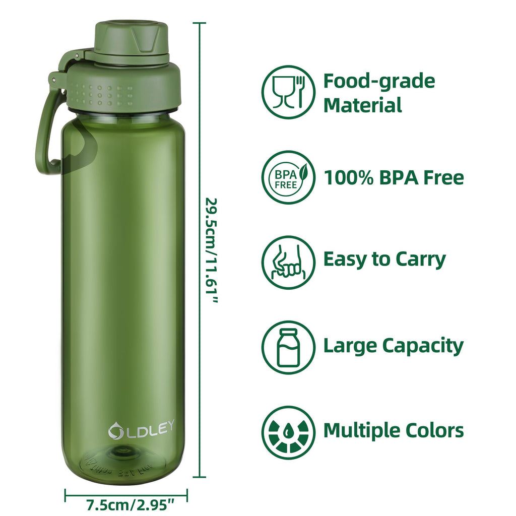 OLDLEY Water Bottles 20oz BPA Free Tritan Water Bottle with Carry Handle and Spout Lid, Leakproof Kids Water Bottle for Home,Travel, School, Outdoors, Transparent