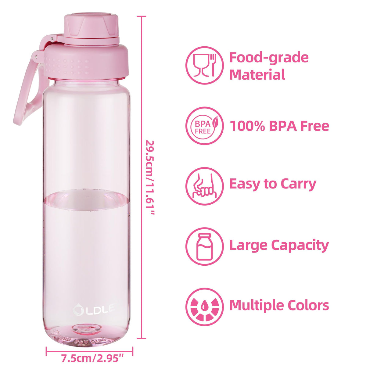 OLDLEY Water Bottles 20oz BPA Free Tritan Water Bottle with Carry Handle and Spout Lid, Leakproof Kids Water Bottle for Home,Travel, School, Outdoors, Transparent