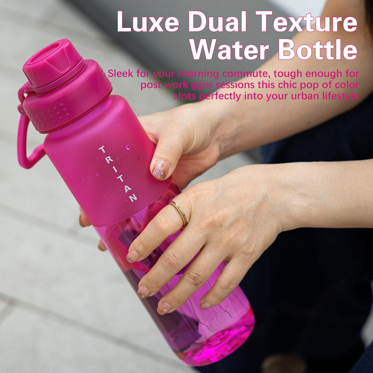 OLDLEY 32oz Matte Water Bottle with Handle, Tritan Leakproof Sports Bottle