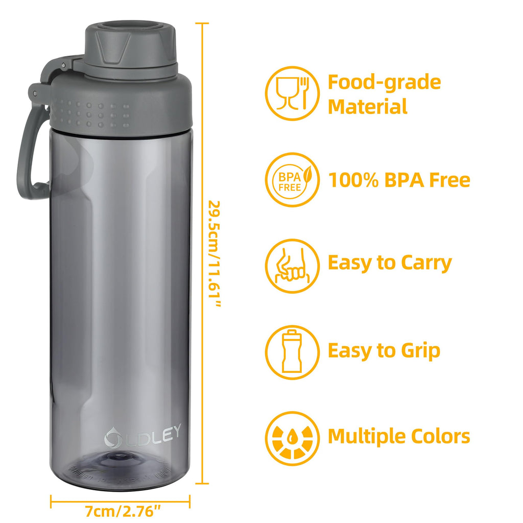 OLDLEY Water Bottles 20oz BPA Free Tritan Water Bottle with Carry Handle and Spout Lid, Leakproof Kids Water Bottle for Home,Travel, School, Outdoors, Transparent