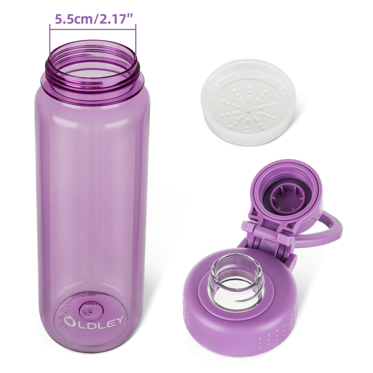 OLDLEY Water Bottles 20oz BPA Free Tritan Water Bottle with Carry Handle and Spout Lid, Leakproof Kids Water Bottle for Home,Travel, School, Outdoors, Transparent